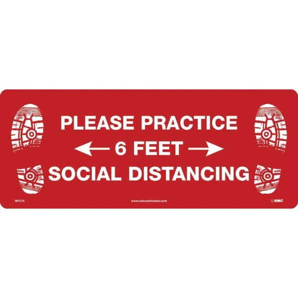 NMC - "Please Practice Social Distancing" Adhesive-Backed Floor Sign - USA Tool & Supply