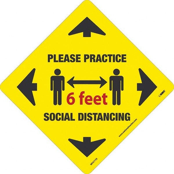 NMC - "Please Practice Social Distancing" Adhesive-Backed Floor Sign - USA Tool & Supply