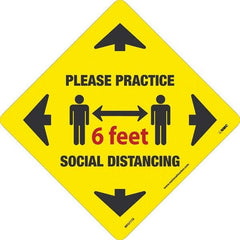 NMC - "Please Practice Social Distancing" Adhesive-Backed Floor Sign - USA Tool & Supply