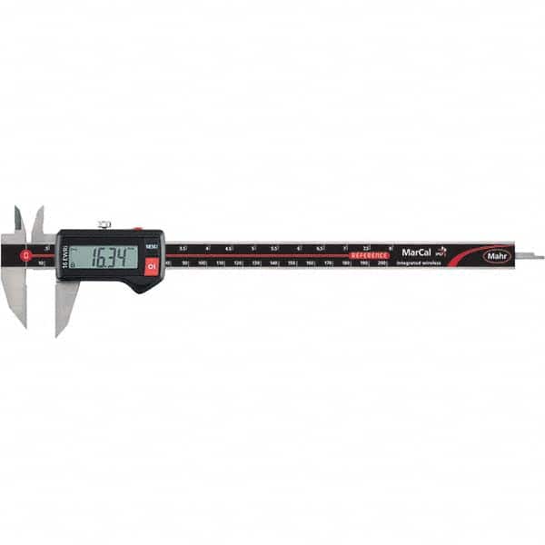 Mahr - 0 to 200mm Range, 0.01mm Resolution, IP67 Electronic Caliper - USA Tool & Supply