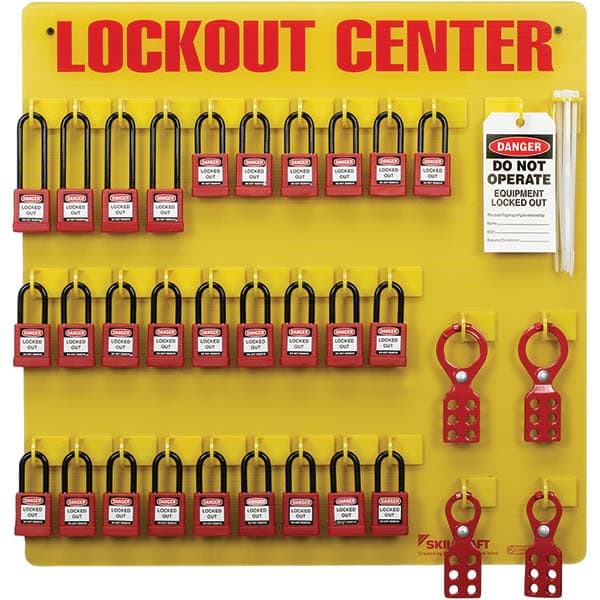 Ability One - Lockout Centers & Stations; Type: Lockout Station ; Equipped or Empty: Equipped ; Maximum Number of Locks: 28 ; Language: English ; Board Coating: None - Exact Industrial Supply