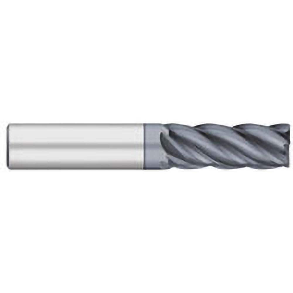 Corner Radius End Mill: 5/16″ Dia, 13/16″ LOC, 0.06″ Radius, 5 Flutes, Solid Carbide 2-1/2″ OAL, 5/16″ Shank Dia, 38 ° Helix, AlCromax Coated, Corner Radius End, Centercutting
