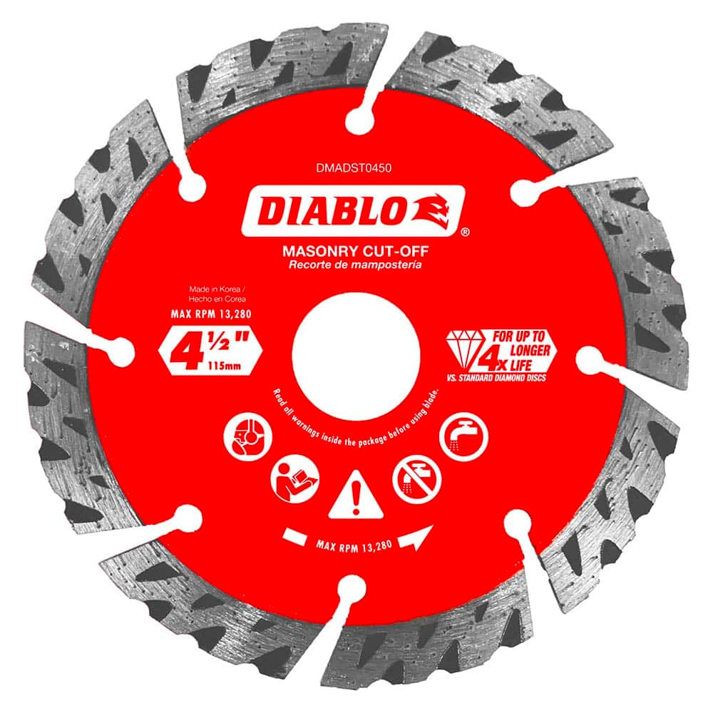 Freud - Wet & Dry-Cut Saw Blades; Blade Diameter (Inch): 4-1/2 ; Blade Material: Diamond-Tipped ; Arbor Style: Standard Round ; Arbor Hole Diameter (Inch): 0.7874; 5/8; 7/8 ; Arbor Hole Diameter (Decimal Inch): 0.7874; 5/8; 7/8 ; Application: Cutting Mas - Exact Industrial Supply