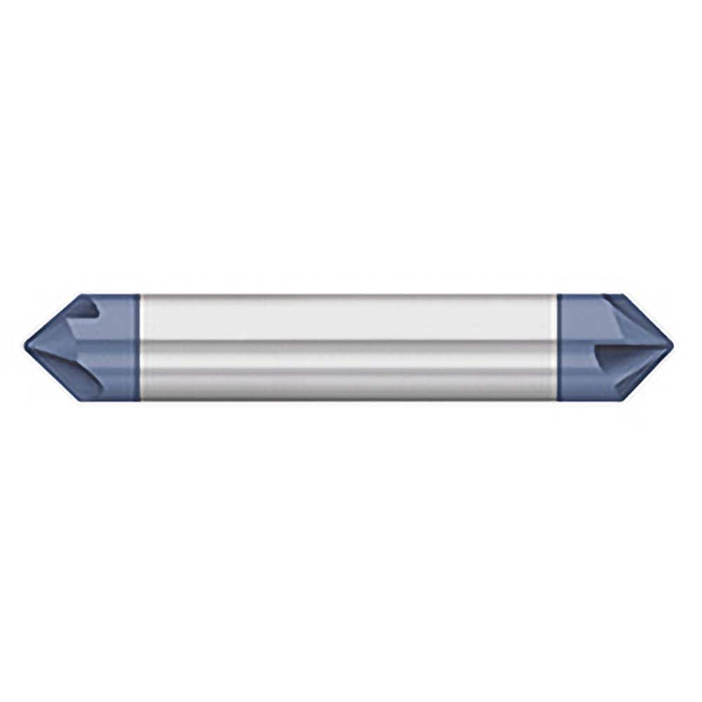 Chamfer Mill: 4 Flutes, Solid Carbide 2″ OAL, 1/8″ Shank Dia, AlTiN Coated