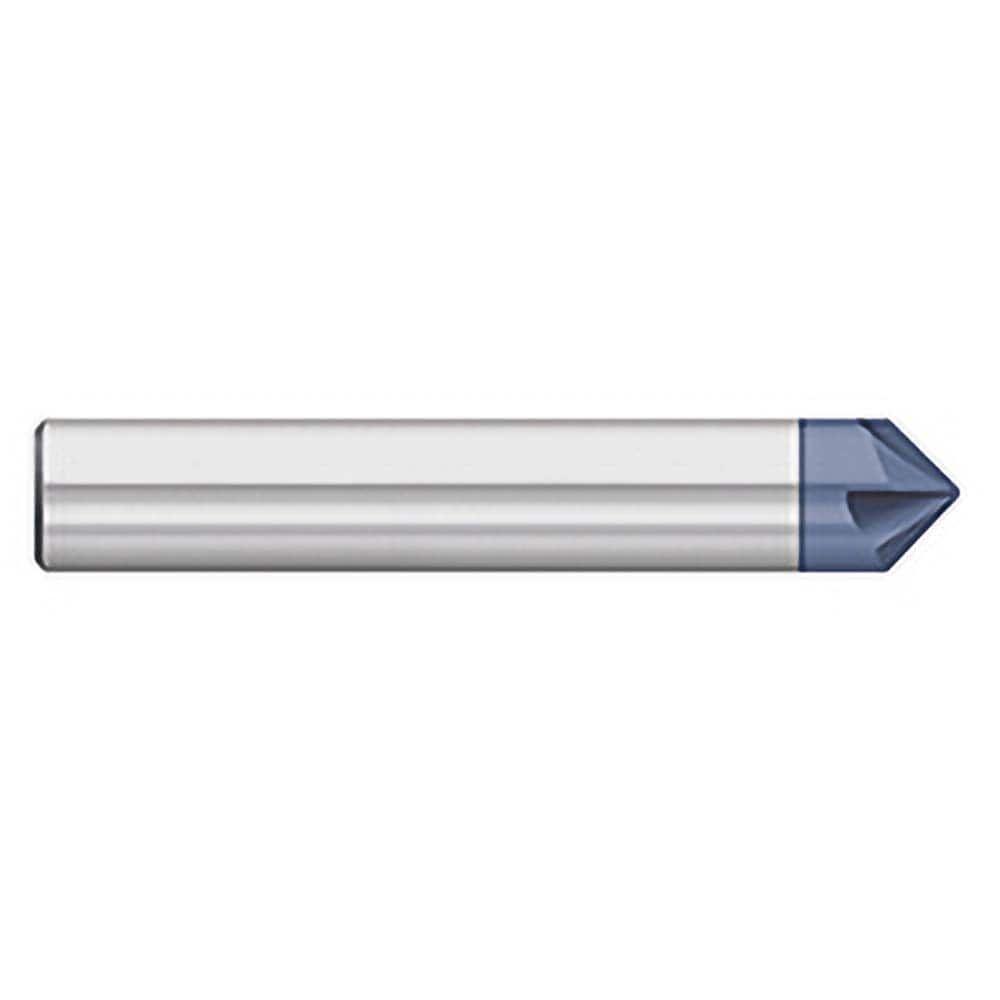 Titan USA - Chamfer Mills; Cutter Head Diameter (Inch): 3/8 ; Included Angle B: 30 ; Included Angle A: 120 ; Chamfer Mill Material: Solid Carbide ; Chamfer Mill Finish/Coating: AlTiN ; Overall Length (Inch): 2-1/2 - Exact Industrial Supply