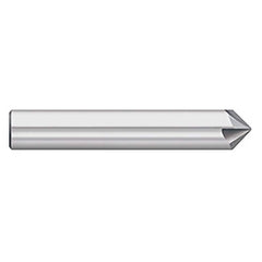 Chamfer Mill: 4 Flutes, Solid Carbide 1-1/2″ OAL, 1/8″ Shank Dia, Bright/Uncoated