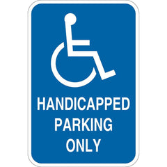 Lyle Signs - Traffic & Parking Signs; MessageType: ADA Signs; Parking Lot ; Message or Graphic: Message & Graphic ; Legend: Handicapped Parking Only ; Graphic Type: Handicap Symbol ; Reflectivity: Reflective; High Intensity ; Material: Aluminum - Exact Industrial Supply