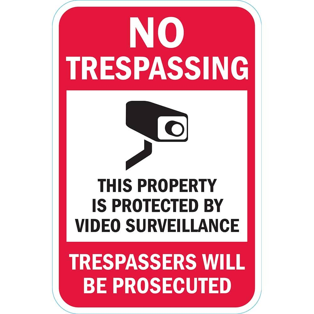 Lyle Signs - Traffic & Parking Signs; MessageType: Warning & Safety Reminder Signs ; Message or Graphic: Message & Graphic ; Legend: This Property is Protected By Video Surveillance Trespassers Will Be Prosecuted ; Graphic Type: Camera ; Reflectivity: Re - Exact Industrial Supply