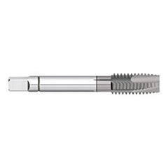 Spiral Point Tap: M5 x 0.8, Metric Coarse, 3 Flutes, Plug, 6H, Powdered Metal, TiCN Finish 37/64″ Thread Length, 2-3/8″ OAL, Right Hand, D4, Series 714