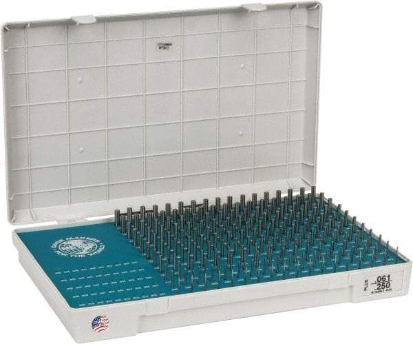 Meyer Gage - 190 Piece, 0.061-0.25 Inch Diameter Plug and Pin Gage Set - Plus 0.0001 Inch Tolerance, Class Z - USA Tool & Supply