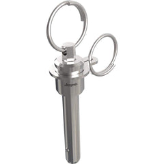 Ball Grip Quick-Release Pin: Ring Handle, 20 mm Pin Dia, 25 mm Usable Length 93.33 mm OAL, 17-4 Stainless Steel, Stainless Steel Handle