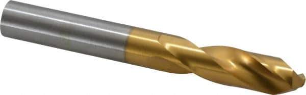 Guhring - 0.4921" 130° Parabolic Flute Cobalt Screw Machine Drill Bit - TiN Finish, Right Hand Cut, 2.008" Flute Length, 4.016" OAL, Standard Point, Straight Shank - USA Tool & Supply