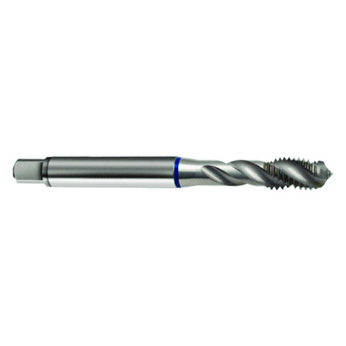 ‎6-32 3FL 2B Cobalt Spiral Flute Semi-Bott Blue Ring Tap-Bright-40 Degree Helix - USA Tool & Supply