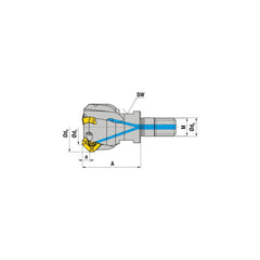 Indexable Chamfer & Angle End Mills; Minimum Cutting Diameter (mm): 16.00; Maximum Cutting Diameter (mm): 24.40; Lead Angle: 45; Maximum Depth of Cut (mm): 4.00; Compatible Insert Size Code: SD.. 0903..; Shank Type: Modular Connection; Shank Diameter (Inc