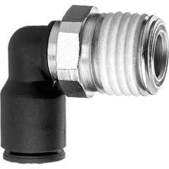 Value Collection - 4mm OD, NPT Male, Nylon Push-to-Connect Male Elbow - 150 Max psi, Black - USA Tool & Supply