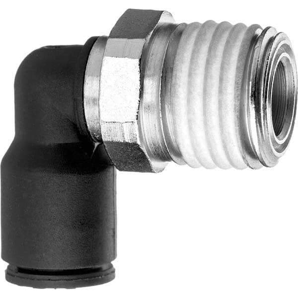 Value Collection - 3/8" OD, NPT Male, Nylon Push-to-Connect Male Elbow - 150 Max psi, Black - USA Tool & Supply
