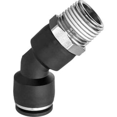 Value Collection - 1/4" OD, NPT Male, Nylon Push-to-Connect Male Elbow 45° - 150 Max psi, Black - USA Tool & Supply