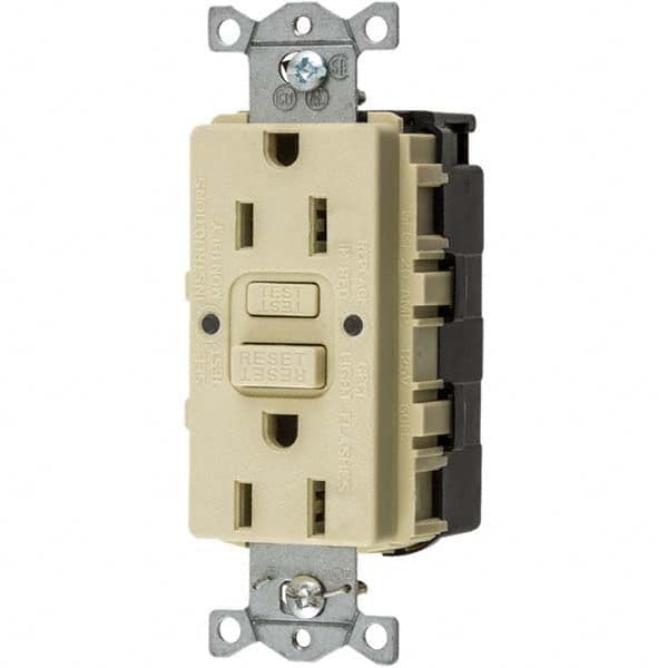 Hubbell Wiring Device-Kellems - GFCI Receptacles Grade: Commercial Color: Ivory - USA Tool & Supply