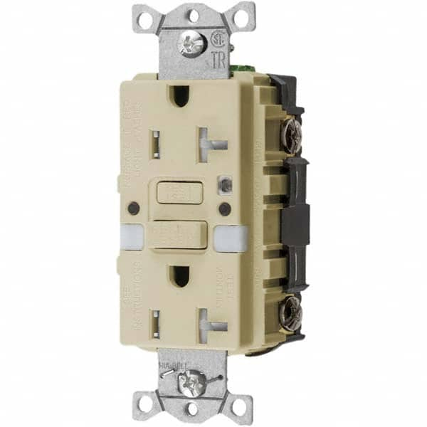 Hubbell Wiring Device-Kellems - GFCI Receptacles Grade: Commercial Color: Ivory - USA Tool & Supply