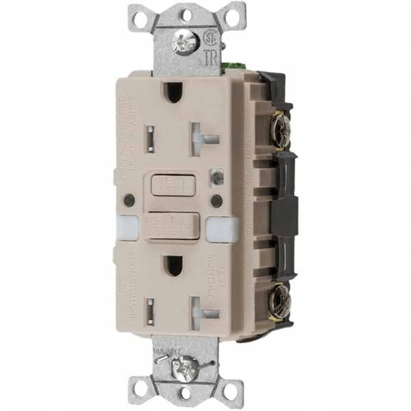 Hubbell Wiring Device-Kellems - GFCI Receptacles Grade: Commercial Color: Light Almond - USA Tool & Supply