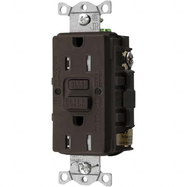 Hubbell Wiring Device-Kellems - GFCI Receptacles Grade: Commercial Color: Brown - USA Tool & Supply