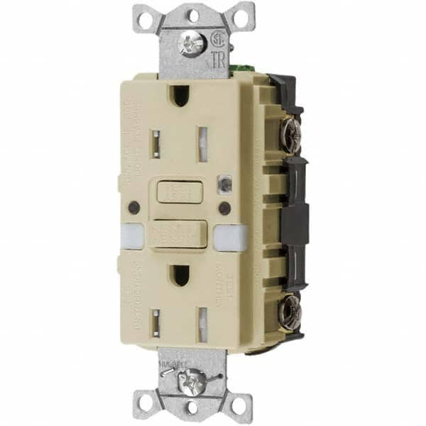 Hubbell Wiring Device-Kellems - GFCI Receptacles Grade: Commercial Color: Ivory - USA Tool & Supply