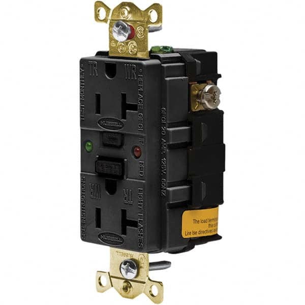 Hubbell Wiring Device-Kellems - GFCI Receptacles Grade: Industrial Color: Black - USA Tool & Supply