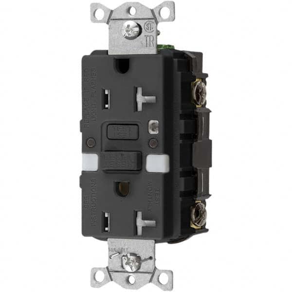 Hubbell Wiring Device-Kellems - GFCI Receptacles Grade: Commercial Color: Black - USA Tool & Supply