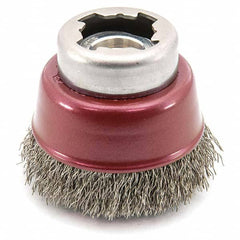 Osborn - 2-1/2" Diam 5/8-11 Threaded Arbor Stainless Steel Fill Cup Brush - USA Tool & Supply