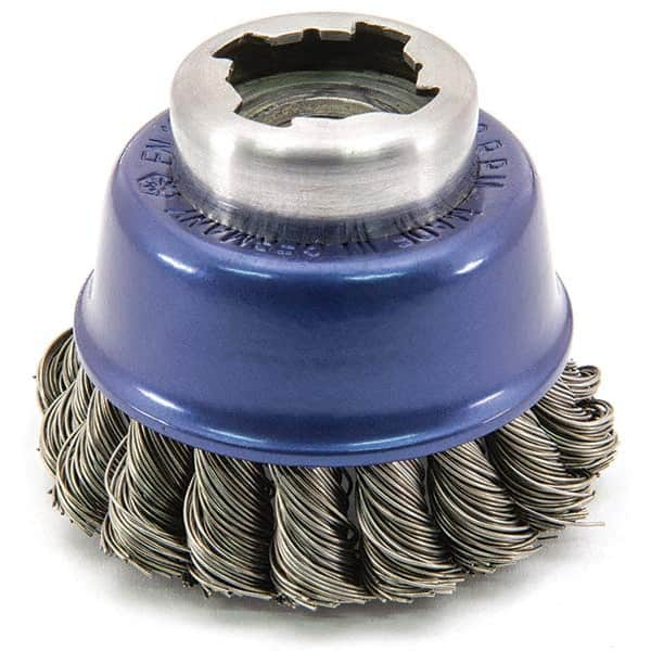 Osborn - 2-1/2" Diam 5/8-11 Threaded Arbor Stainless Steel Fill Cup Brush - USA Tool & Supply