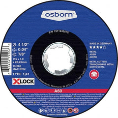 Osborn - 4-1/2 x 0.04, 7/8" Hole 60 Grit Aluminum Oxide Cutoff Wheel - USA Tool & Supply