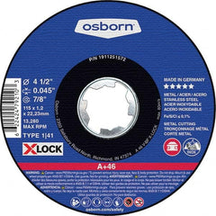 Osborn - 4-1/2 x 0.045, 7/8" Hole 46 Grit Aluminum Oxide Cutoff Wheel - USA Tool & Supply