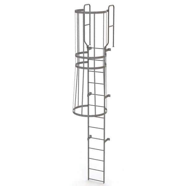 TRI-ARC - Rolling & Wall Mounted Ladders & Platforms Type: Fixed Ladder Style: Safety Cage - USA Tool & Supply