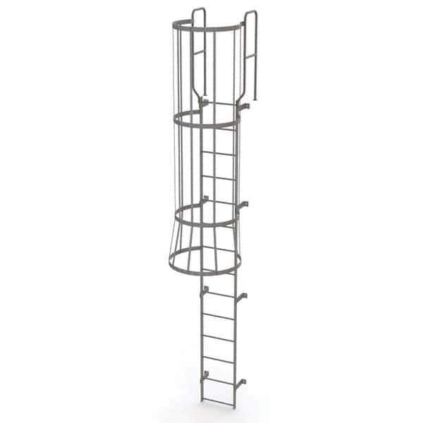 TRI-ARC - Rolling & Wall Mounted Ladders & Platforms Type: Fixed Ladder Style: Safety Cage - USA Tool & Supply