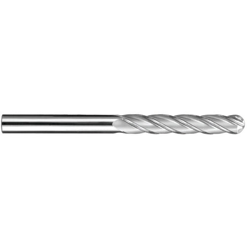 6 mm Dia. × 6 mm Shank × 25 mm DOC × 75 mm OAL, Carbide TiCN, Spiral , 4 Flute, 30° Helix, Ballnose End Mill - Exact Industrial Supply