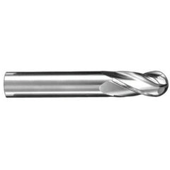 ‎19/64″ Dia. × 5/16″ Shank × 13/16″ DOC × 2-1/2″ OAL, Carbide AlTiN, Spiral , 4 Flute, 30° Helix, Ballnose End Mill - Exact Industrial Supply