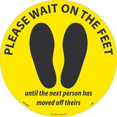 NMC - "Please Wait on the Feet Until the Next Person Has Moved Off Theirs" Adhesive-Backed Floor Sign - USA Tool & Supply