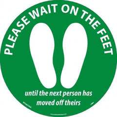 NMC - "Please Wait on the Feet Until the Next Person Has Moved Off Theirs" Adhesive-Backed Floor Sign - USA Tool & Supply