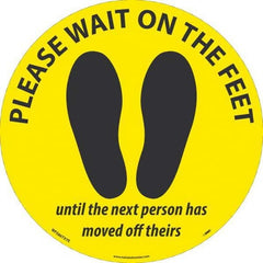 NMC - "Please Wait on the Feet Until the Next Person Has Moved Off Theirs" Adhesive-Backed Floor Sign - USA Tool & Supply