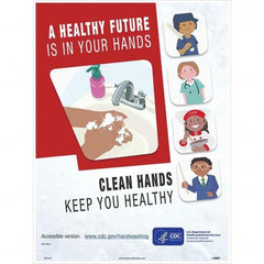 NMC - "Clean Hands Keep You Healthy", 24" High x 18" Wide, Paper Safety Sign - USA Tool & Supply