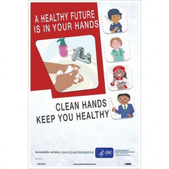 NMC - "Clean Hands Keep You Healthy", 18" High x 12" Wide, Vinyl Safety Sign - USA Tool & Supply