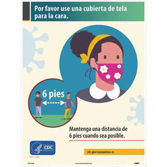 NMC - "Mantenga Una Distancia De 6 Pies Cuando Sea Posible", 24" High x 18" Wide, Paper Safety Sign - USA Tool & Supply