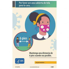 NMC - "Mantenga Una Distancia De 6 Pies Cuando Sea Posible", 18" High x 12" Wide, Paper Safety Sign - USA Tool & Supply