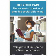 NMC - "Please Wear a Mask and Practice Social Distancing", 18" High x 12" Wide, Vinyl Safety Sign - USA Tool & Supply