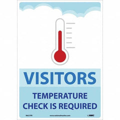 NMC - "Visitors Temperature Check is Required", 14" High x 10" Wide, Pressure-Sensitive Vinyl Safety Sign - USA Tool & Supply