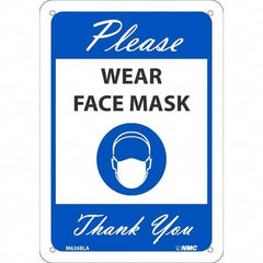 NMC - "Please Wear Face Mask Thank You", 10" High x 7" Wide, Aluminum Safety Sign - USA Tool & Supply