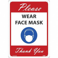 NMC - "Please Wear Face Mask Thank You", 14" High x 10" Wide, Rigid Plastic Safety Sign - USA Tool & Supply