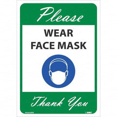 NMC - "Please Wear Face Mask Thank You", 14" High x 10" Wide, Pressure-Sensitive Vinyl Safety Sign - USA Tool & Supply