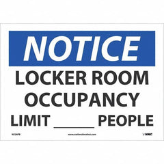 NMC - "Notice Locker Room Occupancy Limit____People", 10" High x 14" Wide, Pressure-Sensitive Vinyl Safety Sign - USA Tool & Supply