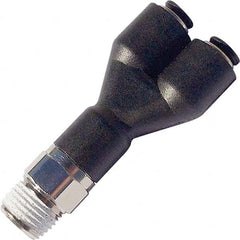 Legris - Plastic Push-To-Connect Tube Fittings Type: Male Y Connector Tube Outside Diameter (Inch): 3/8 - USA Tool & Supply